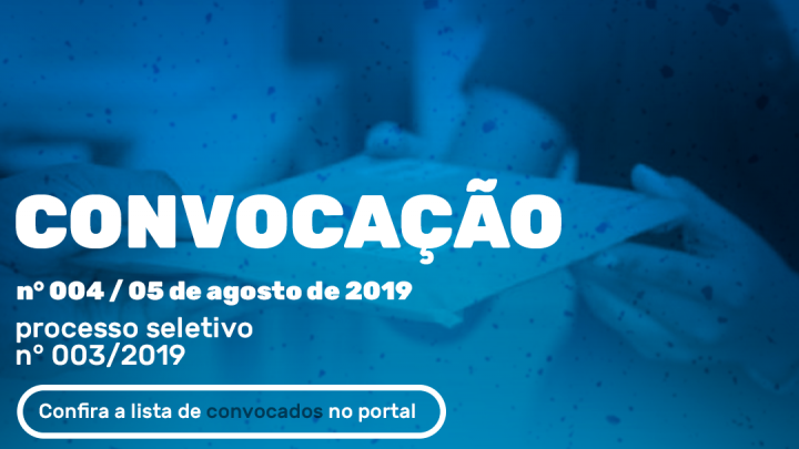 Convocação dos aprovados no Processo Seletivo nº 003/2019